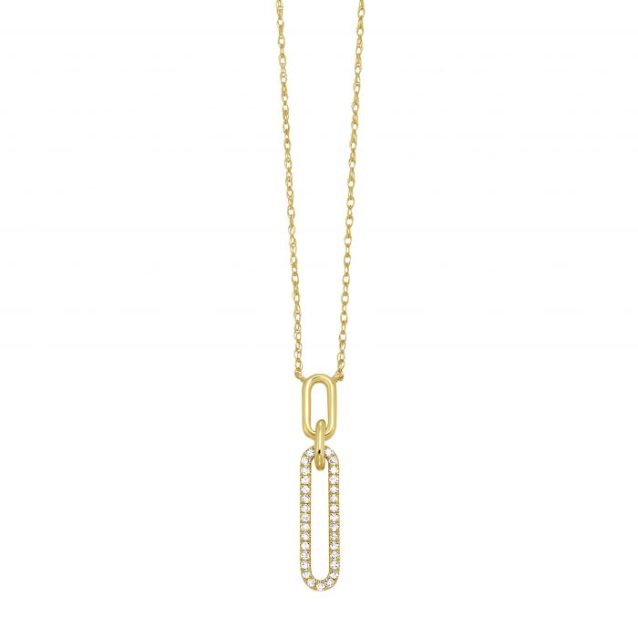 1/4 Ctw Paper Clip Round Cut Diamond Necklace in 14K Yellow | Robert Irwin  Jewelers | Memphis, TN