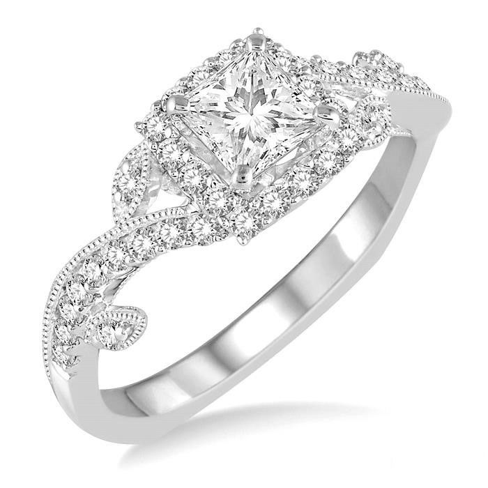 Floral Halo Diamond Engagement Ring | R1112W | Valina Engagement Rings