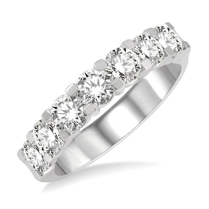 18K White Gold Seven Stone Prong Set Wedding Ring – Long's Jewelers