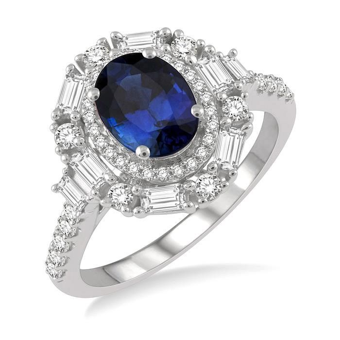 Sapphire Baguette and Diamond Wedding Ring – Bella's Fine Jewelers
