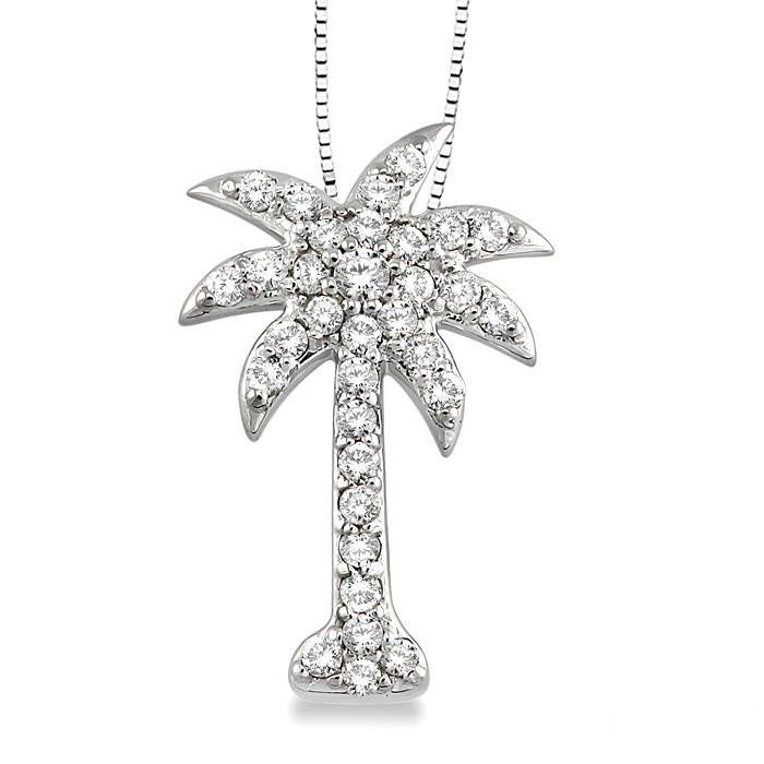 Roberto Coin White Gold Diamond Large Palm Tree Necklace