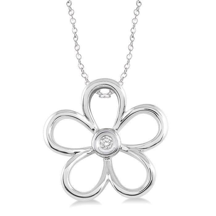 Silver Locket Necklace Large Round Pendant Silver Floral 