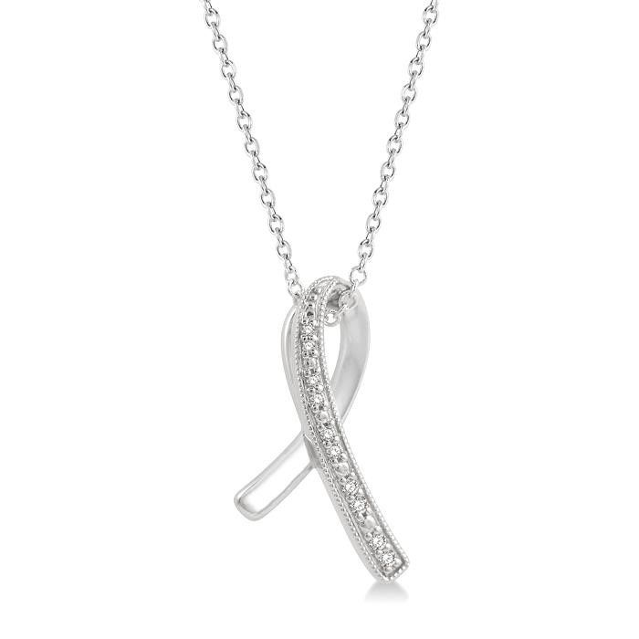 Diamond ribbon pendant necklace Clearance