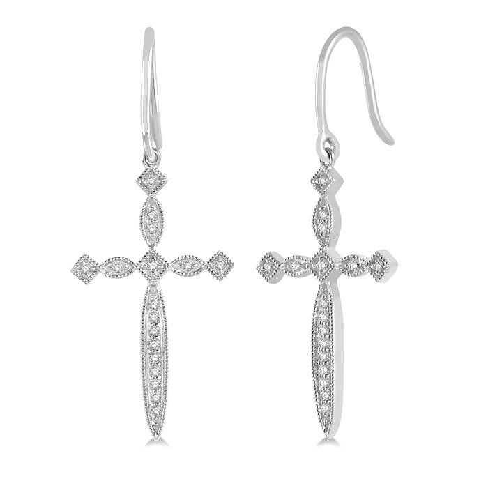 Slim Diamante Cross Earrings | The Christian Gift Company