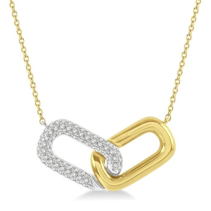 Kallati Diamond Paperclip Necklace 3/4 ct tw Round/Baguette 14K Yellow Gold  16