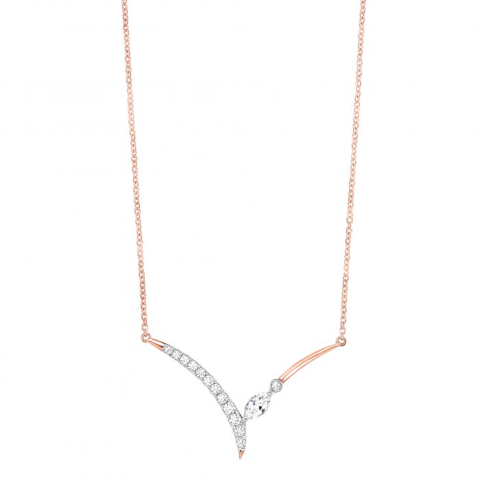 Diamond V-Shaped Chevron Pendant Necklace