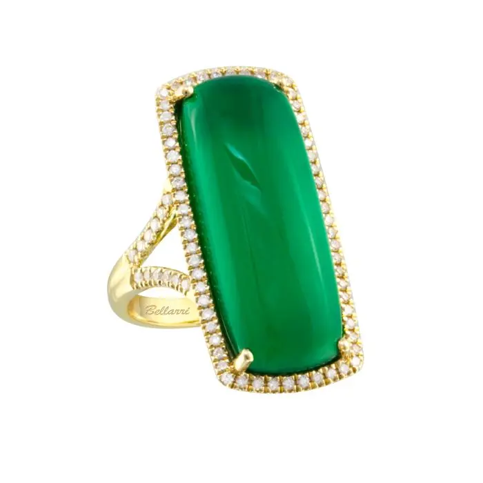 K１４グリーンストーン付きリング 2g 14 kt Yellow Gold Green Onyx Ring | Dunkin's Diamonds