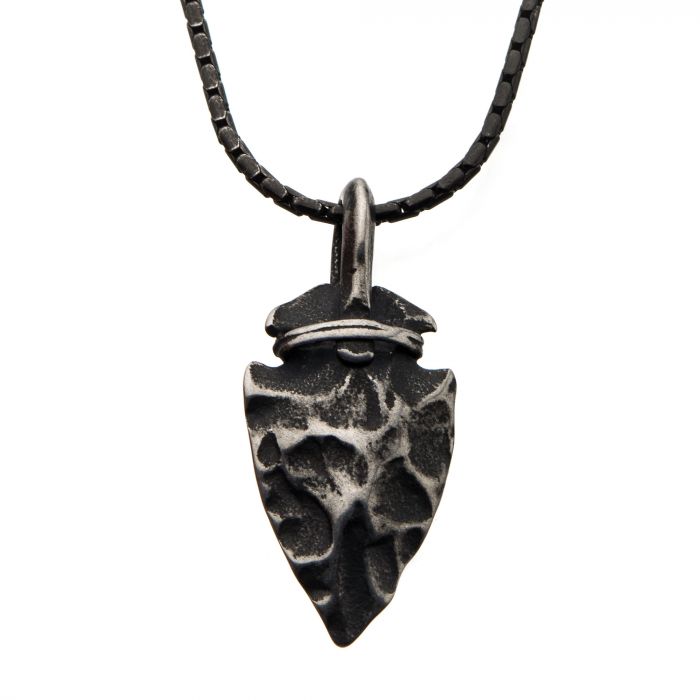 Mens Black Arrowhead Pendant Necklace Made Of Stainless Steel | Classy Men  Collection