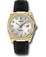 *Pre-Owned* Rolex Yellow Gold Datejust 36 Watch - 60 Diamond Bezel - Silver Jubilee Diamond Dial - Leather