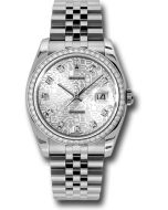  *Pre-Owned* Rolex Steel and White Gold Datejust 36 Watch - 52 Diamond Bezel - Silver Jubilee Diamond Dial - Jubilee Bracelet
