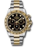  *Pre-Owned* Rolex Yellow Rolesor Cosmograph Daytona 40 Watch - Black Diamond Dial
