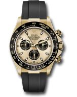  *Pre-Owned* Rolex Yellow Gold Cosmograph Daytona 40 Watch - Champagne And Index Dial - Black Oysterflex Strap