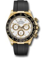  *Pre-Owned* Rolex Yellow Gold Cosmograph Daytona 40 Watch - White Index Dial - Black Oysterflex Strap