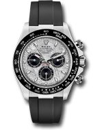  *Pre-Owned* Rolex White Gold Cosmograph Daytona 40 Watch - Meteroite and Black Index Dial - Black Oysterflex Strap