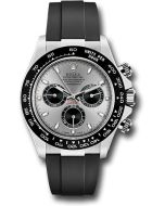 *Pre-Owned* Rolex White Gold Cosmograph Daytona 40 Watch - Steel Index Dial - Black Oysterflex Strap