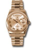  *Pre-Owned* Rolex Pink Gold Day-Date 36 Watch - Domed Bezel - Pink Champagne Roman Dial - President Bracelet