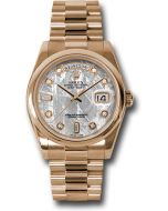 *Pre-Owned* Rolex Pink Gold Day-Date 36 Watch - Domed Bezel - Meteorite Diamond Dial - President Bracelet