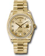  *Pre-Owned* Rolex Yellow Gold Day-Date 36 Watch - Bezel - Champagne Jubilee Diamond Dial - President Bracelet
