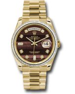  *Pre-Owned* Rolex Yellow Gold Day-Date 36 Watch - Bezel - Bulls Eye Diamond Dial - President Bracelet