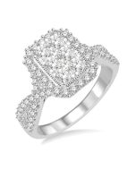 Shine Bright Coral Prestige 14K White Gold Diamond Halo Ring
