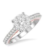 Radiant Lattice Shine Bright Diamond Ring in 14K White & Rose Gold