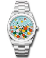  *Pre-Owned* Rolex Oystersteel Oyster Perpetual 41 Watch - Domed Bezel - Turquoise Blue Celebration Motif Index Dial - Oyster Bracelet