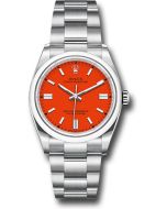 *Pre-Owned* Rolex Oyster Perpetual 36 Watch - Domed Bezel - Coral Red Index Dial - Oyster Bracelet