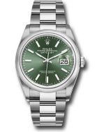  *Pre-Owned* Rolex Oystersteel Datejust 36 Watch - Domed Bezel - Mint Green Index Dial - Oyster Bracelet
