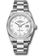  *Pre-Owned* Rolex Steel Datejust 36 Watch - Domed Bezel - White Roman Dial - Oyster Bracelet