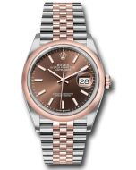 *Pre-Owned* Rolex Everose Rolesor Datejust 36 Watch - Domed Bezel - Chocolate Index Dial - Jubilee Bracelet