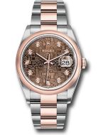 *Pre-Owned* Rolex Steel and Everose Rolesor Datejust 36 Watch - Domed Bezel - Chocolate Jubilee Diamond Dial - Oyster Bracelet