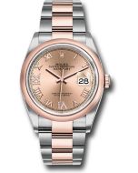  *Pre-Owned* Rolex Steel and Everose Rolesor Datejust 36 Watch - Domed Bezel - Rose Roman Dial - Oyster Bracelet