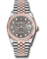  *Pre-Owned* Rolex Everose Rolesor Datejust 36 Watch - Domed Bezel - Slate Fluted Motif Diamond Dial - Jubilee Bracelet