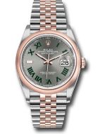  *Pre-Owned* Rolex Everose Rolesor Datejust 36 Watch - Domed Bezel - Slate Roman Dial - Jubilee Bracelet