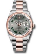 *Pre-Owned* Rolex Everose Rolesor Datejust 36 Watch - Domed Bezel - Slate Roman Dial - Oyster Bracelet