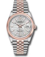  *Pre-Owned* Rolex Everose Rolesor Datejust 36 Watch - Domed Bezel - Silver Palm Motif Index Dial - Jubilee Bracelet