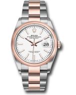  *Pre-Owned* Rolex Steel and Everose Rolesor Datejust 36 Watch - Domed Bezel - White Index Dial - Oyster Bracelet