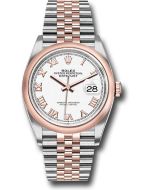  *Pre-Owned* Rolex Steel and Everose Rolesor Datejust 36 Watch - Domed Bezel - White Roman Dial - Jubilee Bracelet