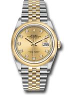  *Pre-Owned* Rolex Steel and Yellow Gold Rolesor Datejust 36 Watch - Domed Bezel - Champagne Diamond Dial - Jubilee Bracelet