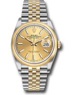 *Pre-Owned* Rolex Steel and Yellow Gold Rolesor Datejust 36 Watch - Domed Bezel - Champagne Index Dial - Jubilee Bracelet