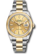 *Pre-Owned* Rolex Steel and Yellow Gold Rolesor Datejust 36 Watch - Domed Bezel - Champagne Index Dial - Oyster Bracelet