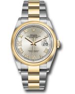  *Pre-Owned* Rolex Steel and Yellow Gold Rolesor Datejust 36 Watch - Domed Bezel - Silver Roman Dial - Oyster Bracelet