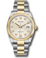  *Pre-Owned* Rolex Steel and Yellow Gold Rolesor Datejust 36 Watch - Domed Bezel - Silver Jubilee Diamond Dial - Oyster Bracelet