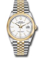  *Pre-Owned* Rolex Steel and Yellow Gold Rolesor Datejust 36 Watch - Domed Bezel - White Index Dial - Jubilee Bracelet
