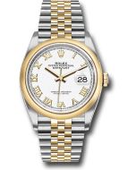 *Pre-Owned* Rolex Steel and Yellow Gold Rolesor Datejust 36 Watch - Domed Bezel - White Roman Dial - Jubilee Bracelet