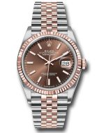  *Pre-Owned* Rolex Everose Rolesor Datejust 36 Watch - Fluted Bezel - Chocolate Index Dial - Jubilee Bracelet