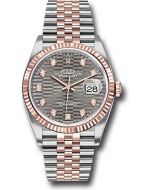 *Pre-Owned* Rolex Everose Rolesor Datejust 36 Watch - Fluted Bezel - Slate Fluted Motif Diamond Dial - Jubilee Bracelet