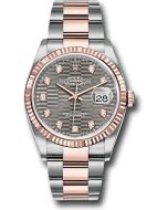  *Pre-Owned* Rolex Everose Rolesor Datejust 36 Watch - Fluted Bezel - Slate Fluted Motif Diamond Dial - Oyster Bracelet