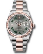  *Pre-Owned* Rolex Everose Rolesor Datejust 36 Watch - Fluted Bezel - Slate Roman Dial - Oyster Bracelet