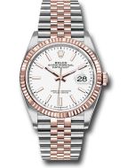  *Pre-Owned* Rolex Steel and Everose Rolesor Datejust 36 Watch - Fluted Bezel - White Index Dial - Jubilee Bracelet